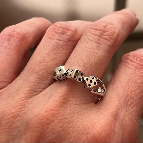 Vintage Retro Silver Dice Goth punk Disco Ring - Picture 15 of 16